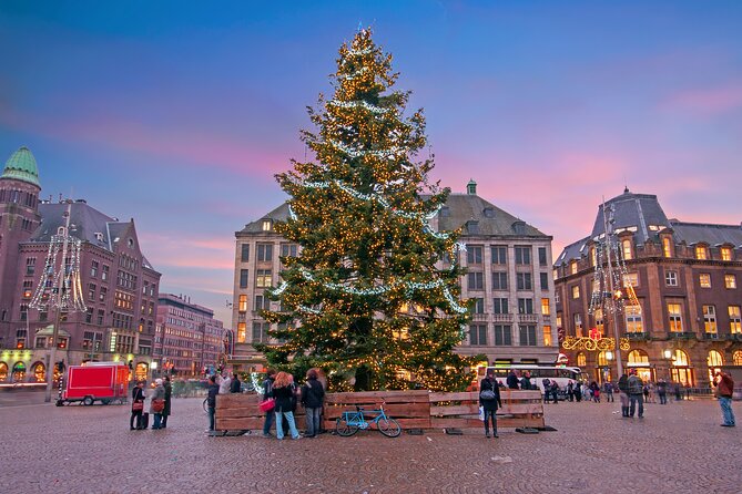 Amsterdam Christmas Walk with hot drink and Dutch treat - Starting beneath the Christmas tree at Dam Square