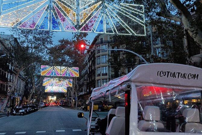 Christmas Lights Tour of Barcelona in Private Eco Tuk Tuk - A festive ride through Barcelona’s grand avenues
