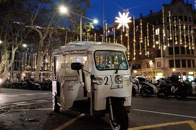 Christmas Lights Tour of Barcelona in Private Eco Tuk Tuk - Plaça de Catalunya and the city center lights
