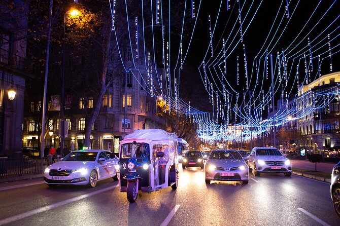 Christmas Lights Tour of Madrid in Eco Tuk Tuk Private - Canalejas and the Four Streets