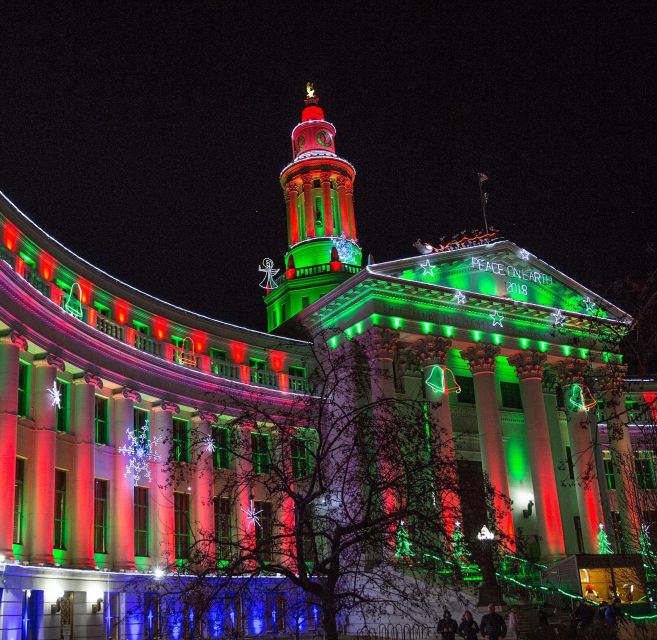 Denver: Holiday Lights & Sights Bus Tour - The D&F Clock Tower after dark