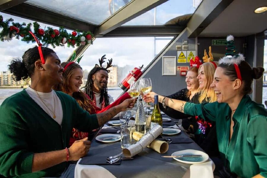 Festive London Christmas Day River Thames Lunch Cruise - The Thames views: the London Eye, South Bank, and St. Paul’s