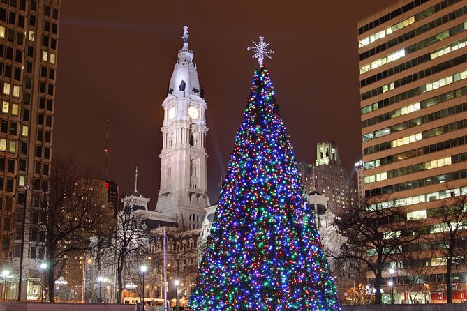 Holiday Lights Trolley Tour - City Hall and Love Park From the Trolley