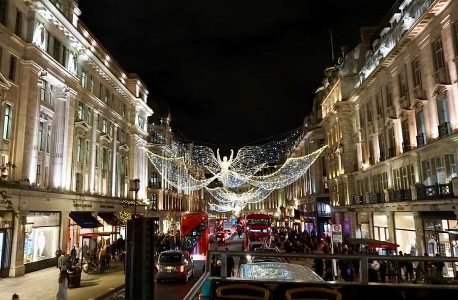 London: Christmas Lights Open-Top Bus Tour - Piccadilly Circus adds neon and motion