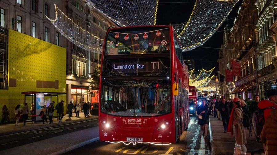 London: Christmas Lights Santa Sleigh Open-Top Tour - Open-top comfort, music, and winter weather