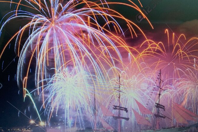 New Year's Eve on a Sailboat with Fireworks display in Lisbon - The 25 de Abril Bridge from below