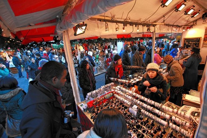 New York City Christmas Holiday Lights and Markets Walking Tour - Columbus Circle begins the festive route