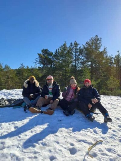 Winter Wonderland Forest Hike and Campfire with a Dog
