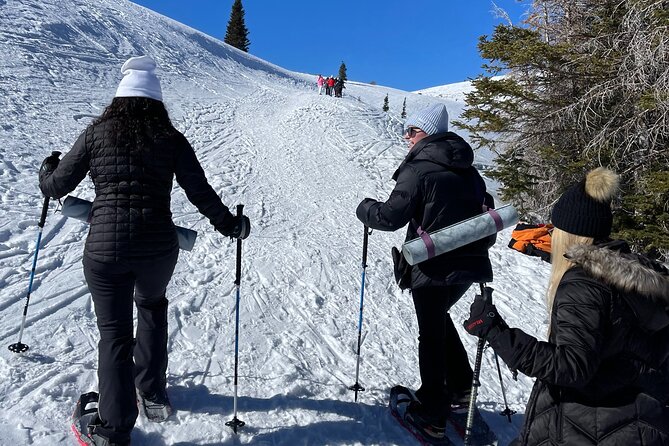 Snowshoe and Snowga (snow yoga) in Park City's Winter Wonderland - The climb toward Empire Pass