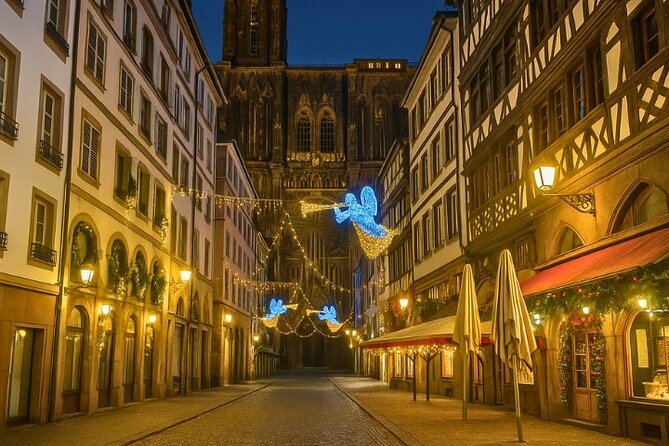Strasbourg Christmas Magic Self Guided Walking Tour with an APP - Blue trees, international crafts, and red light curtains